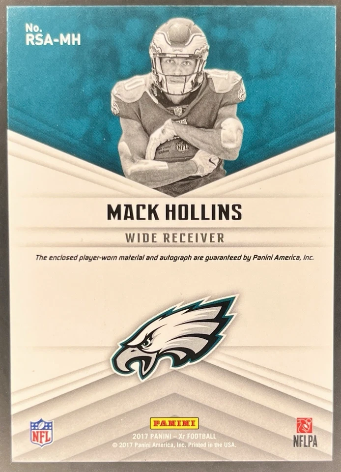 2017 Panini XR Rookie Patch Auto 15/99 Mack Hollins #RSA-MH Auto RC RPA - Image 2 of 2