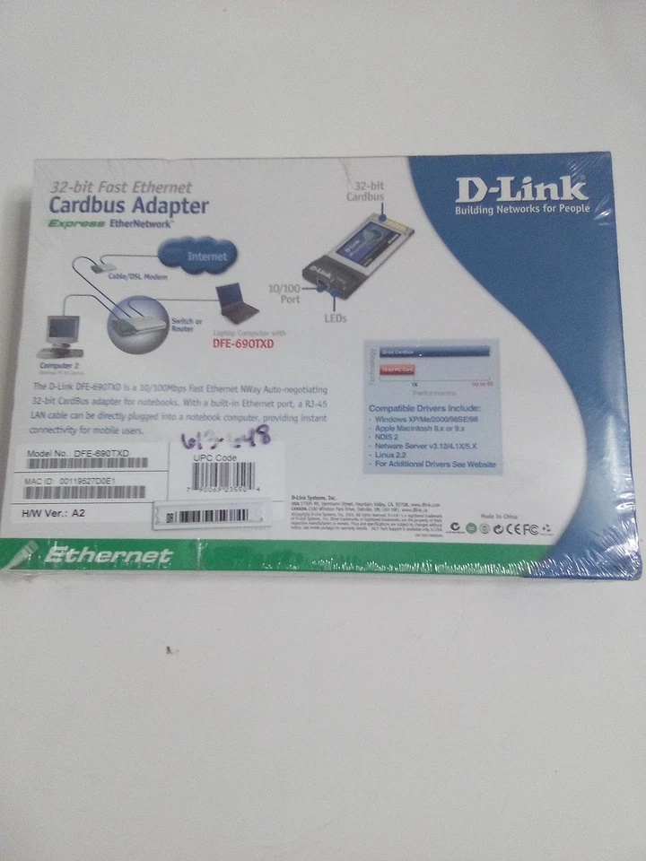 Sealed New in Box D-Link CardBus Adapter 690 Txd 32 Bit Express - Image 2 of 4