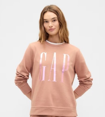 GAP Metallic Logo Sweatshirt Women's Size Large Mocha Crew Neck Sold Out! NEW