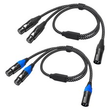 DETAME 2Pack XLR Male to Dual Female y Splitter Cable,Black Blue Y Splitter C...