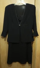 Vtg 2Pc Patra Dress & Jacket  Womens Sz 12 Black Chiffon Knee-length A-line