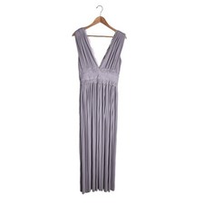 Asos Maxi Gown Lilac Elegant Lace Hemmed Neck Size 8 V Neck Front Slits NWT