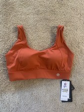Women’s Orange Solid Wireless Sports Bra Hook & Eye Wide Strap Size S A