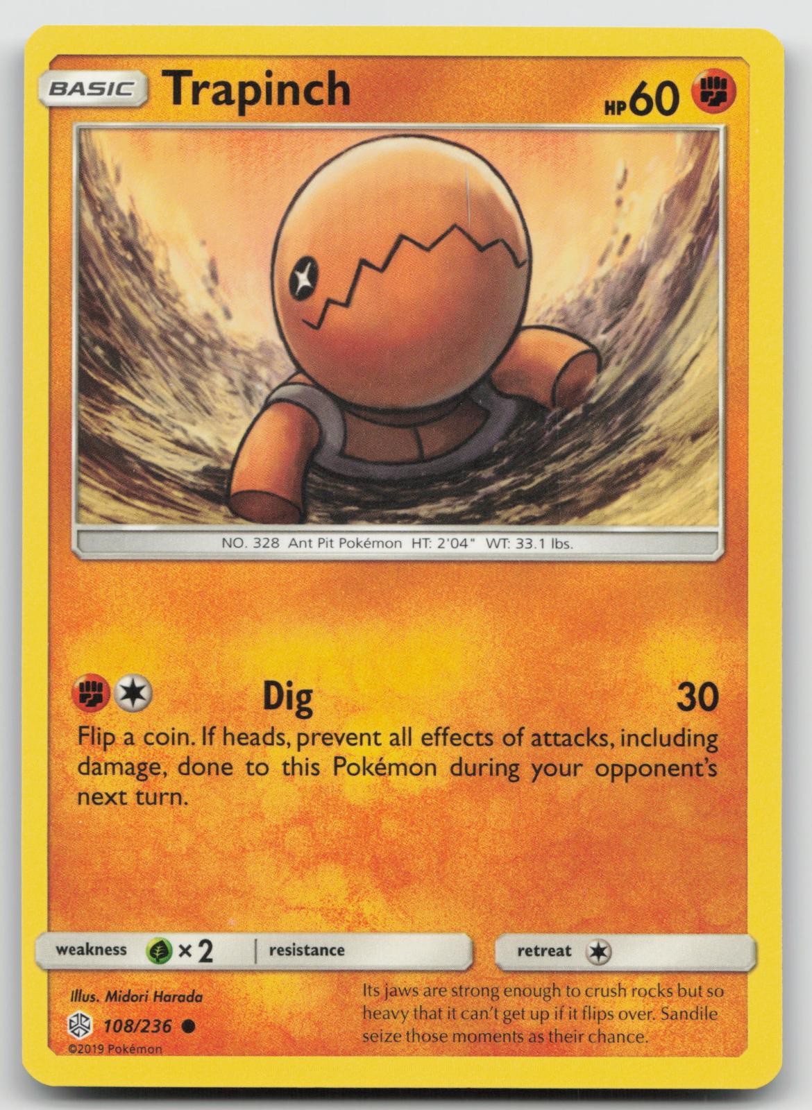 Trapinch 108/236 Common Cosmic Eclipse Pokemon Near Mint