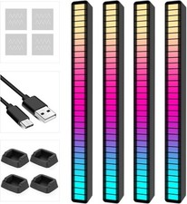 RGB Rechargeable Sound Control Light, Voice-Activated Pickup 4Pack-Black