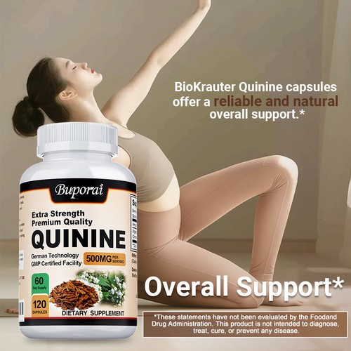 Quinine Capsules 500mg - Support Leg Cramps, Stomach Health & Immune System - Picture 5 of 15