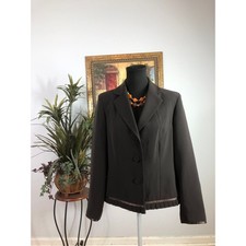 Dressbarn Blazer Women Size 12 Brown Lined Pleated Trim Career 3 Clueless Preppy