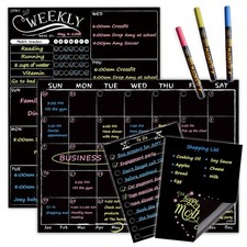 Magnetic Chalkboard Monthly Calendar - Weekly Planner Blackboard Combo Set w/...