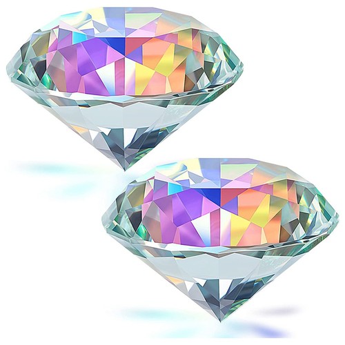 2 STÜCKE 50 Mm/ 2  AB Farbe Facettierter Diamantkristall Regenbogen-Bri6768