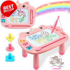 Unicorn Magnetic Drawing Board Pink Toddler Girl Toy Age 3-5 Travel Gift - US