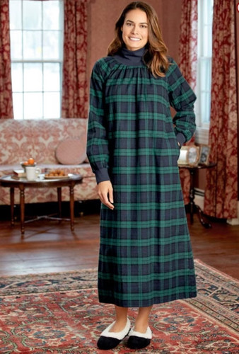 Vermont Country Store Flannel nightgown Mock Neck Portuguese Cotton Size 3XL - Picture 1 of 8