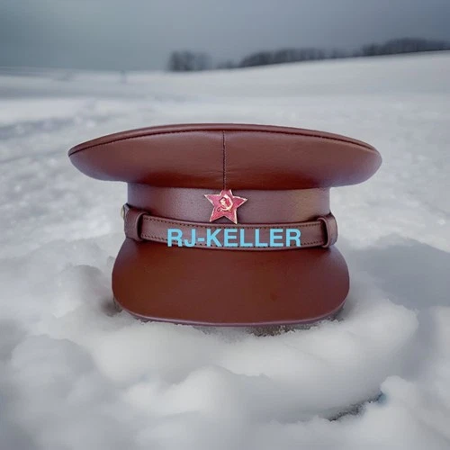 WW2 Soviet Russian Army Military Officer  Brown Leather Visor Hat Cap Sz: 60