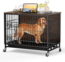 Dog Crate Furniture 27 Dog Kennel End Table Wooden Dog Cage With Wheels Dou