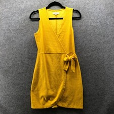 Madewell Crosshatch Side Tie Mini Dress XS Yellow Gux Wrap Sleeveless Knit