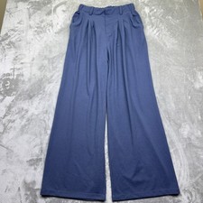 Halara Women's M Blue Wide Leg Pleated Dress Pants Elastic Waist Trousers