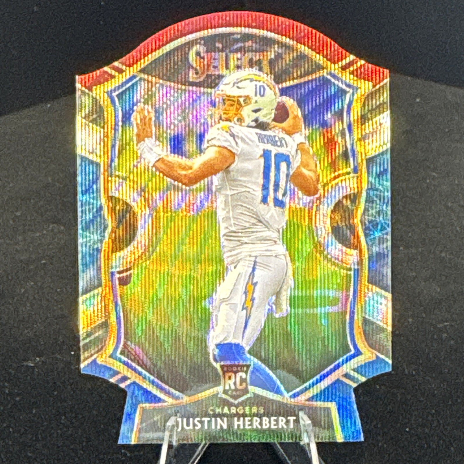 2020 Panini Select Concourse Justin Herbert RC Tri-Color Prizm Die-Cut #44 NM-MT