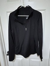 Tek Gear DRYTEK Women's Black Mock Neck Zip Pullover T-Shirt L Moisture Wicking