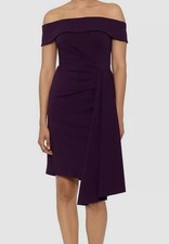 Xscape Women's Purple Off-Shoulder Scuba Crepe Dress Size 10