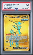 2025 POKEMON PRE EN-PRISMATIC EVOLUTIONS HYPER RARE #176 IRON LEAVES EX PSA 9