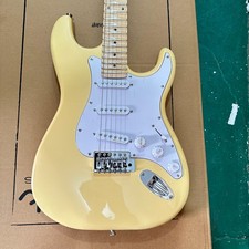 Custom ST Yellow Electric Guitar Scalloped fretboard White Pickguard