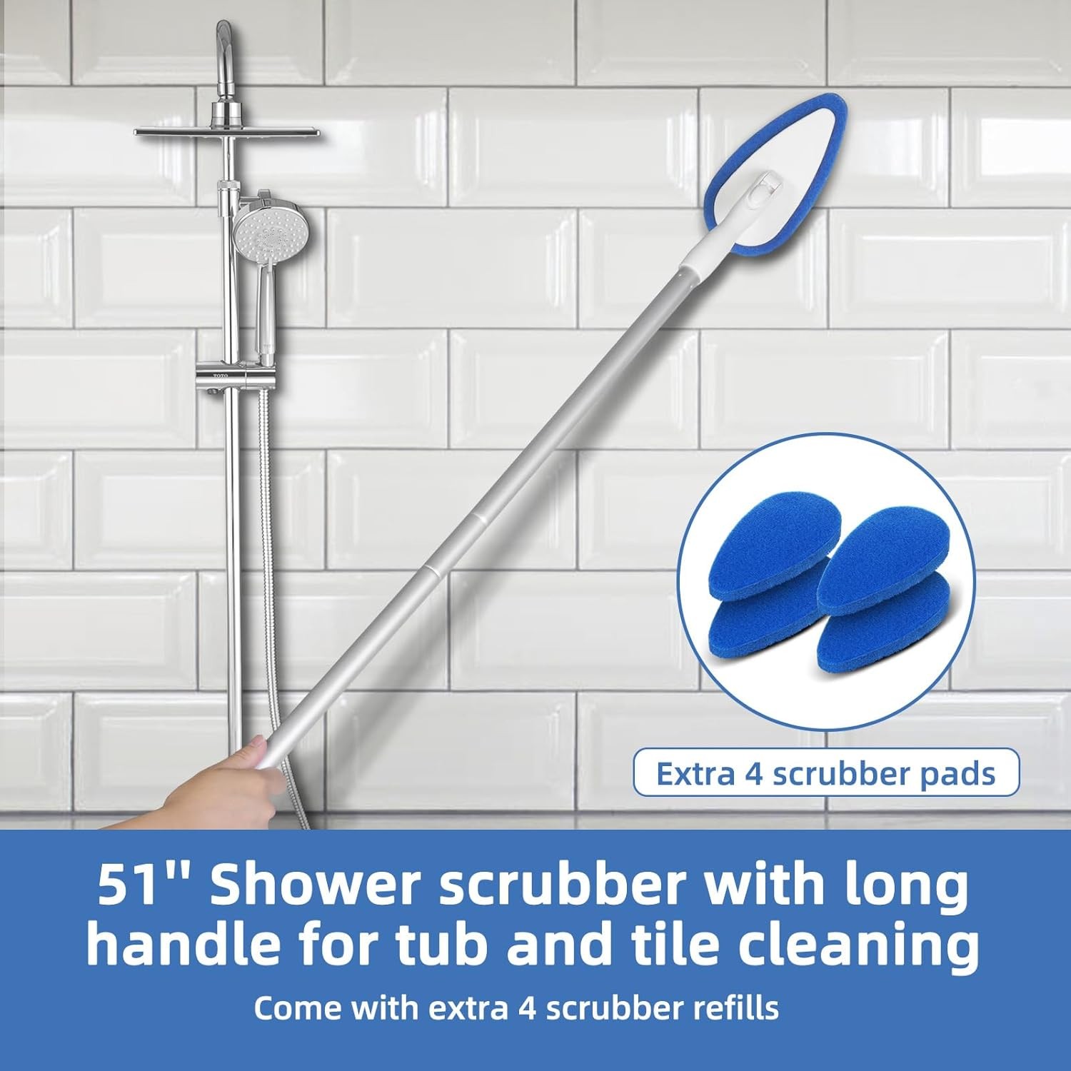 Versatile Scrub Brush for Showers, Sinks, and Floors with Long Handle