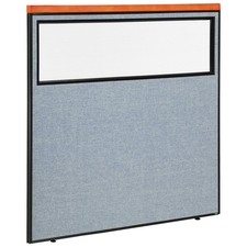60-1/4"W x 61-1/2"H Deluxe Office Partition Panel with Partial Window Blue