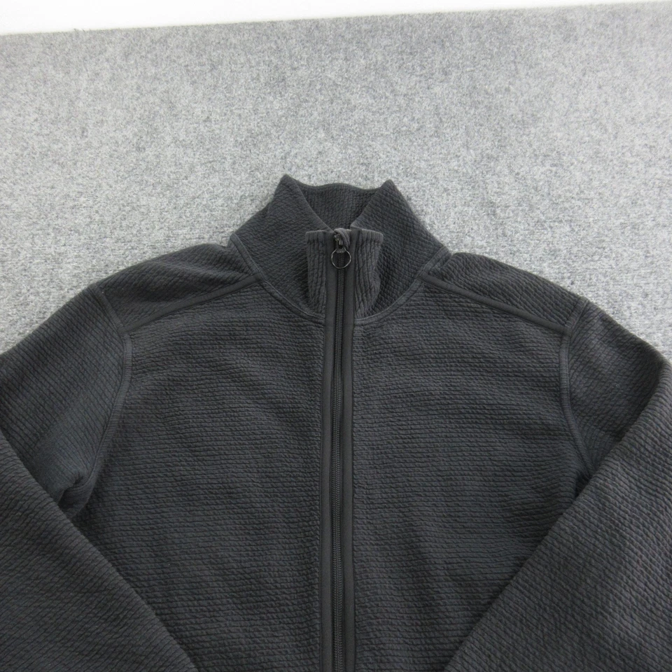 Lululemon Jacket Womens Medium Dark Gray Longline Full Zip Waffle Knit Mock Neck - Imagem 2 de 4