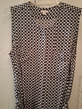 Gap Black & White Polka Dot Shirt Dress Size M Belted Sleeveless Pockets Rayon
