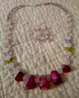 Artist India Rasberry Stone, Quartz Gem, Lampwork Butterfly Hypo necklace Set — photo 1
