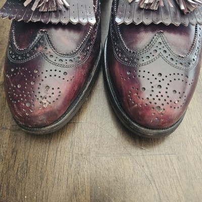 VTG Allen Edmonds Loafers Men 10C Burgundy Leather Arlington 