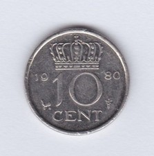 10 Cent 1980 Niederlande Königin Juliana - Geschenk - Geburtstag - Glücksbringer