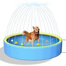 47 Thicken Small Dog Pool,Non-Slip Kiddie/Kids Pool Hard Plastic,2-in-1 Folda...