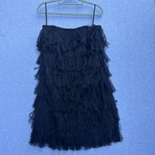 Ann Taylor Dress Womens 12 Black Tulle Fringe Cocktail 249546 New W Tags