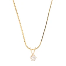 .20ct Round Diamond Solitaire Split Bail Pendant on 18" Necklace 14k Yellow Gold