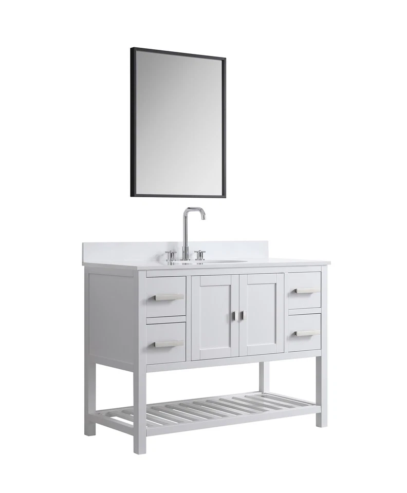 Mueble base tocador de baño Design Element Monaco 48" blanco sin tapa Foto 3 de 4