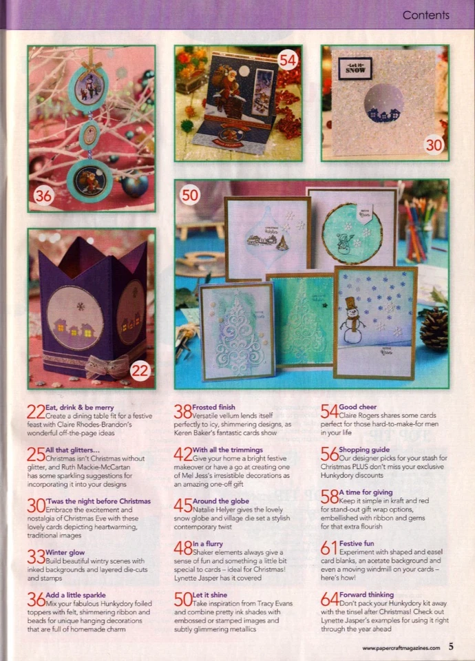 Набор для изготовления рождественских открыток журнал бумаги Ephemera высечки Hunkydory 82 проекта - Изображение 3 из 4