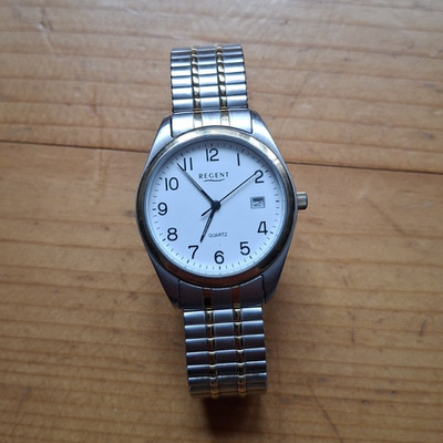 REGENT Quarz-Armbanduhr Edelstahl Flexband Datum
