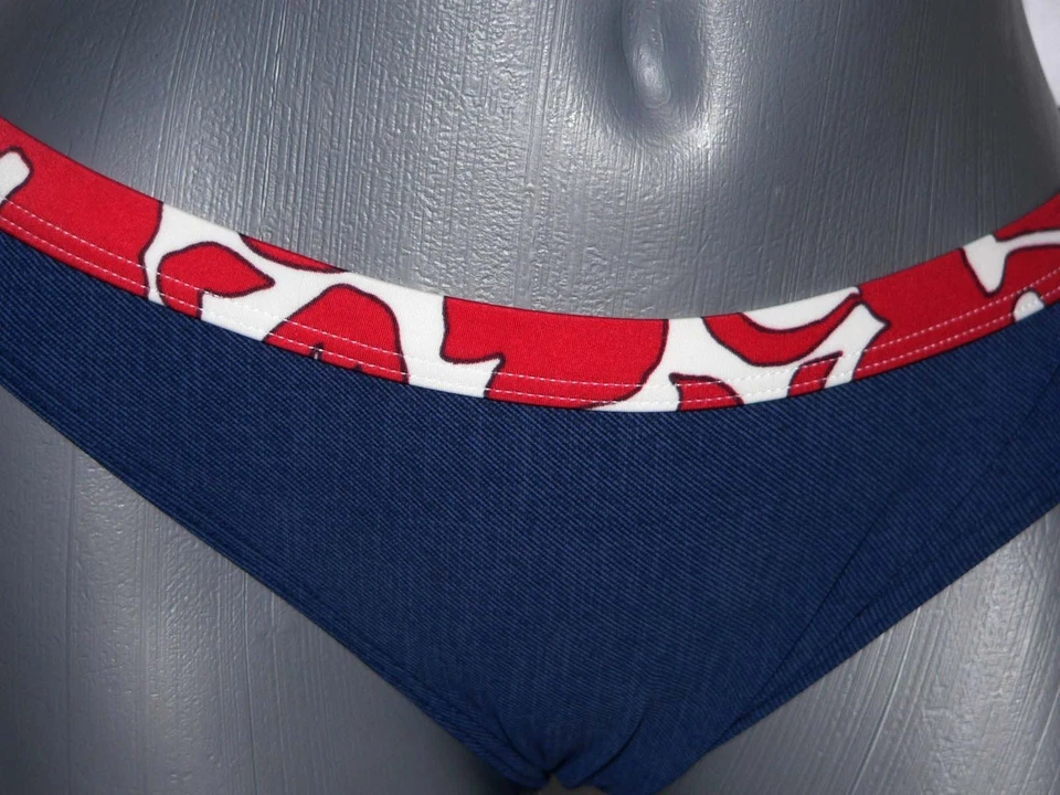 NUEVO CON ETIQUETAS MARYAN MEHLHORN Lidea Denim Bikini Traje de Baño 12 C Alemania Azul Rojo Diseñador Foto 4 de 4