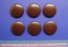 Made in USA 6 Medium Dark Brown leather clothing buttons 23.5mm ( 15/16 inch )