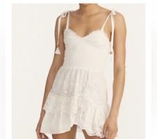 NWT LoveShackFancy White Olani Tie Shoulder Sweetheart Dress Medium