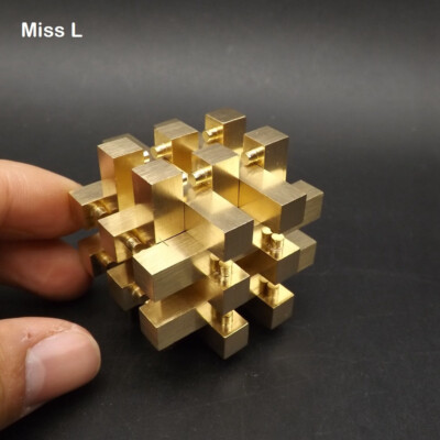 Mind Toy Collection Pure Brass Metal 3D Puzzle Game Copper Model Kong Ming Lock