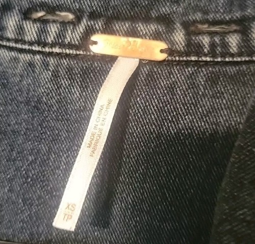 Free People Mujer Boho Negro Denim Tejido Sudadera Chaqueta Talla XS - Imagen 2 de 5