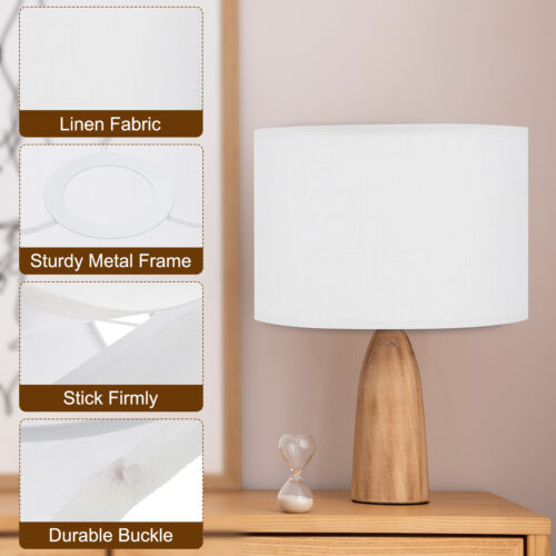2Set Drum Lamp Shades, 13"x13"x10" Linen Lampshade E27 E26 E14, White 2 - Picture 3 of 7