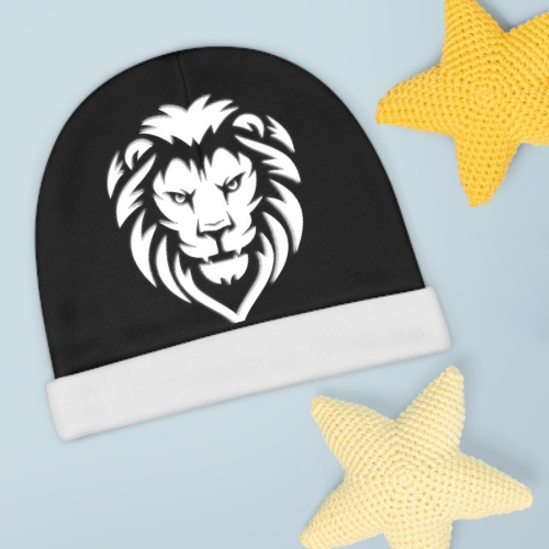 Men's Classic Slouchy Winter Cap with Printed Lion Design - Warm & Stylish-image