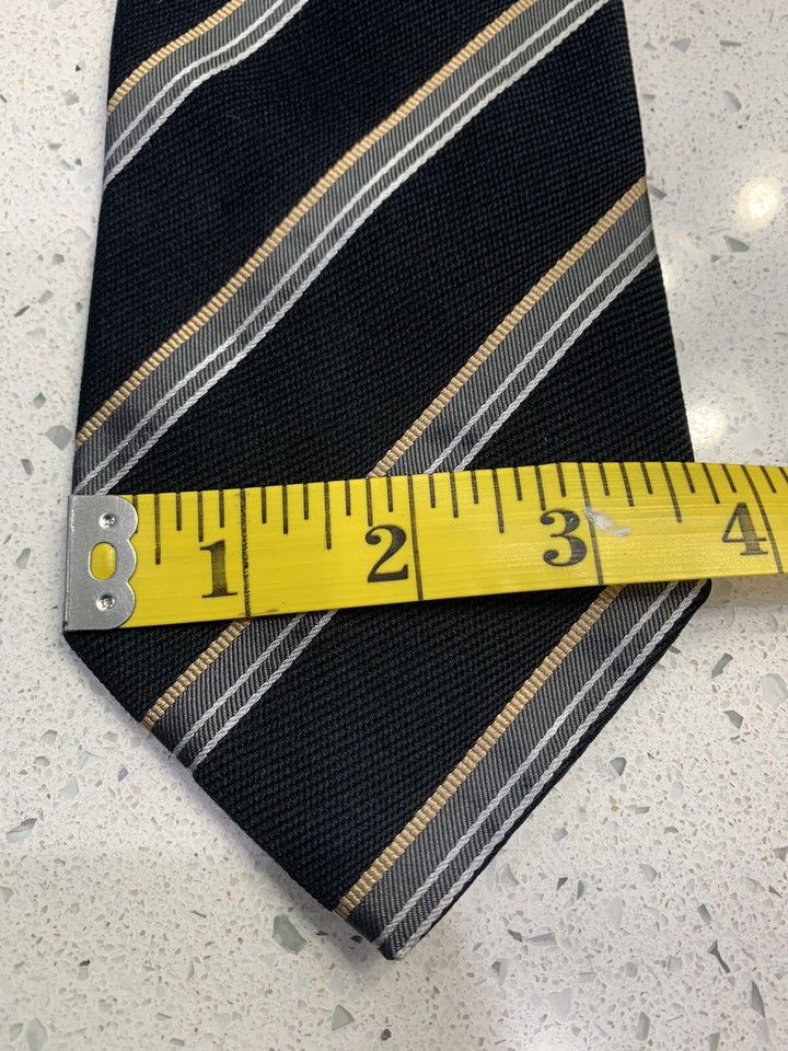 ARMANI Silk tie Made in Italy Black With Gold Grey And White