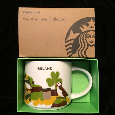 Starbucks Ireland YAH Mug Sheep Cliffs Moher Shamrock Puffin Thatch Cottage New