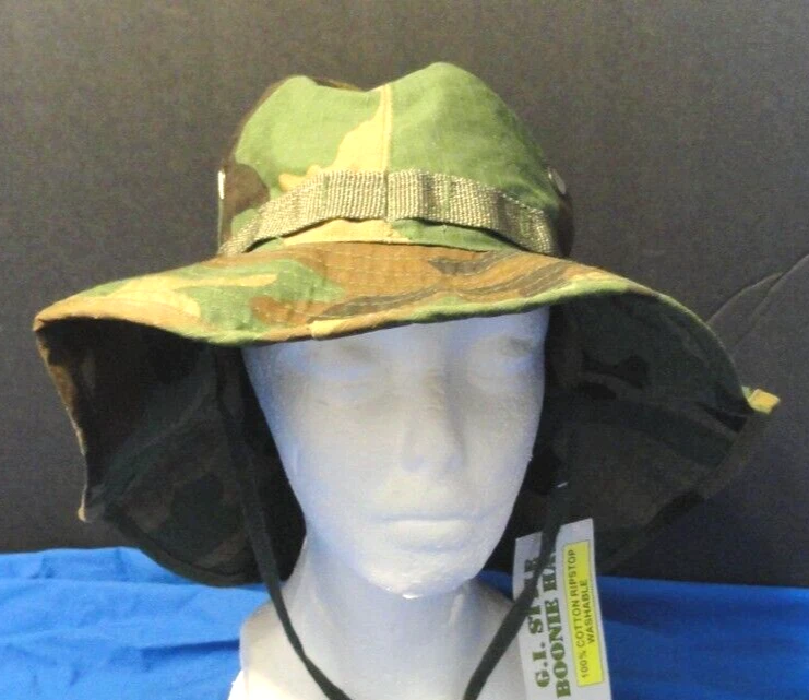 MIL-SPEC HAT SUN HOT WEATHER BOONIE MILITARY JUNGLE TYPE II WOODLAND BDU 7 3/4