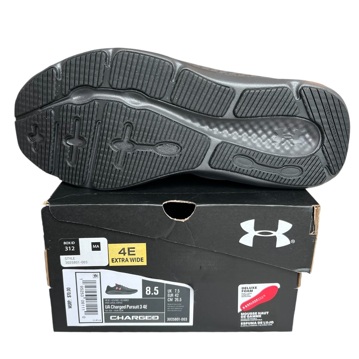 Size 8.5 - Under Armour Charged Pursuit 3 4E Wide Black Red for