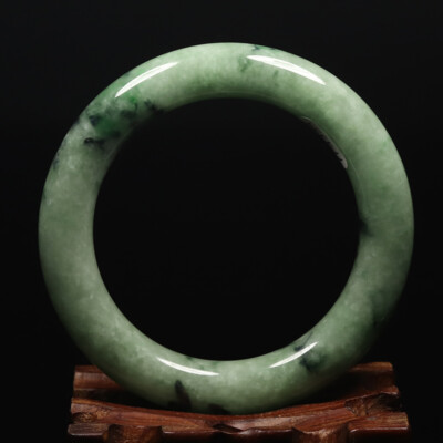 57mm Black Green Jadeite Jade Bangle Bracelet Chinese Jade Bangle Bracelet 08721