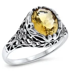 GENUINE CITRINE 925 STERLING SILVER NOUVEAU ANTIQUE STYLE FILIGREE RING     #791